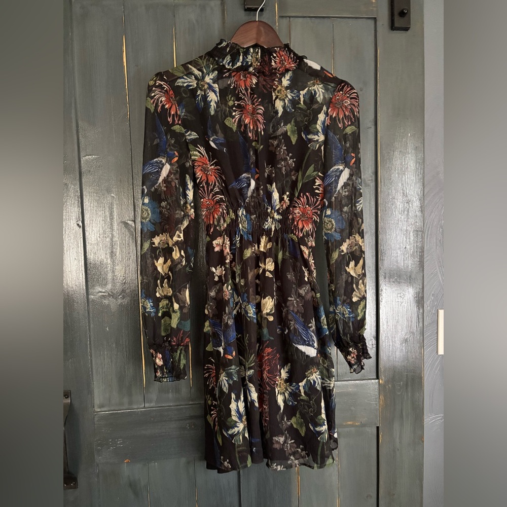 ZARA Basic sz XS sheer lined floral dress - Picture 2 of 11